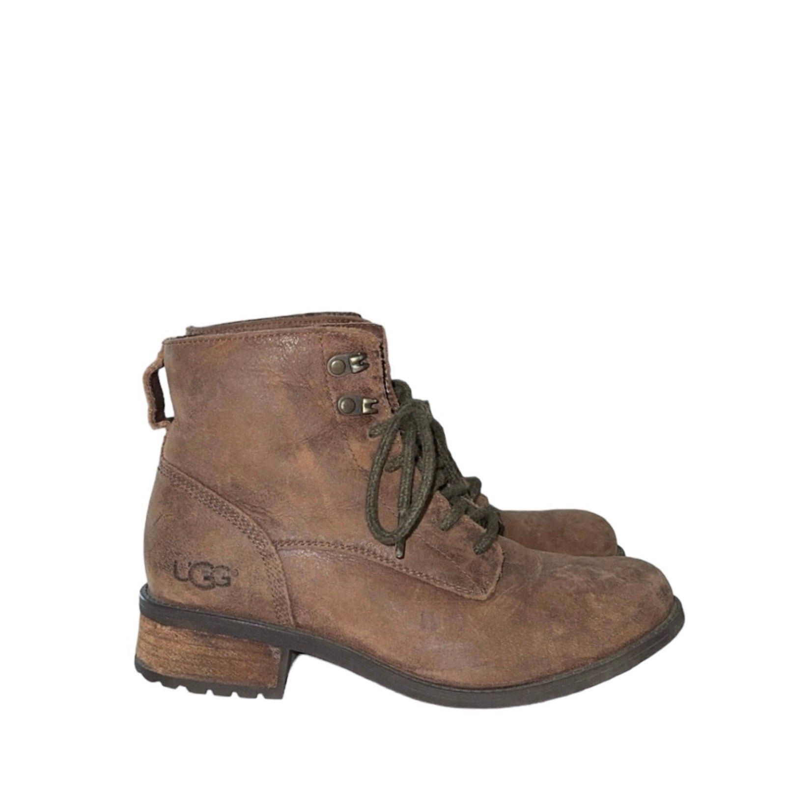 UGG Denhali Brown Leather Fur Lined Waterproof Hiking Boots
