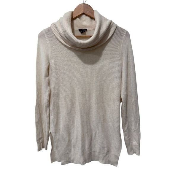 Theory Madalinda Cashmere Long Sleeve Cowl Neck Tunic Sweater White Cream XS