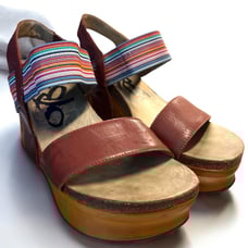 OTBT Bushnell Sandals Womens Size 9 Rainbow Leather Wedge Ankle Strap Slip On