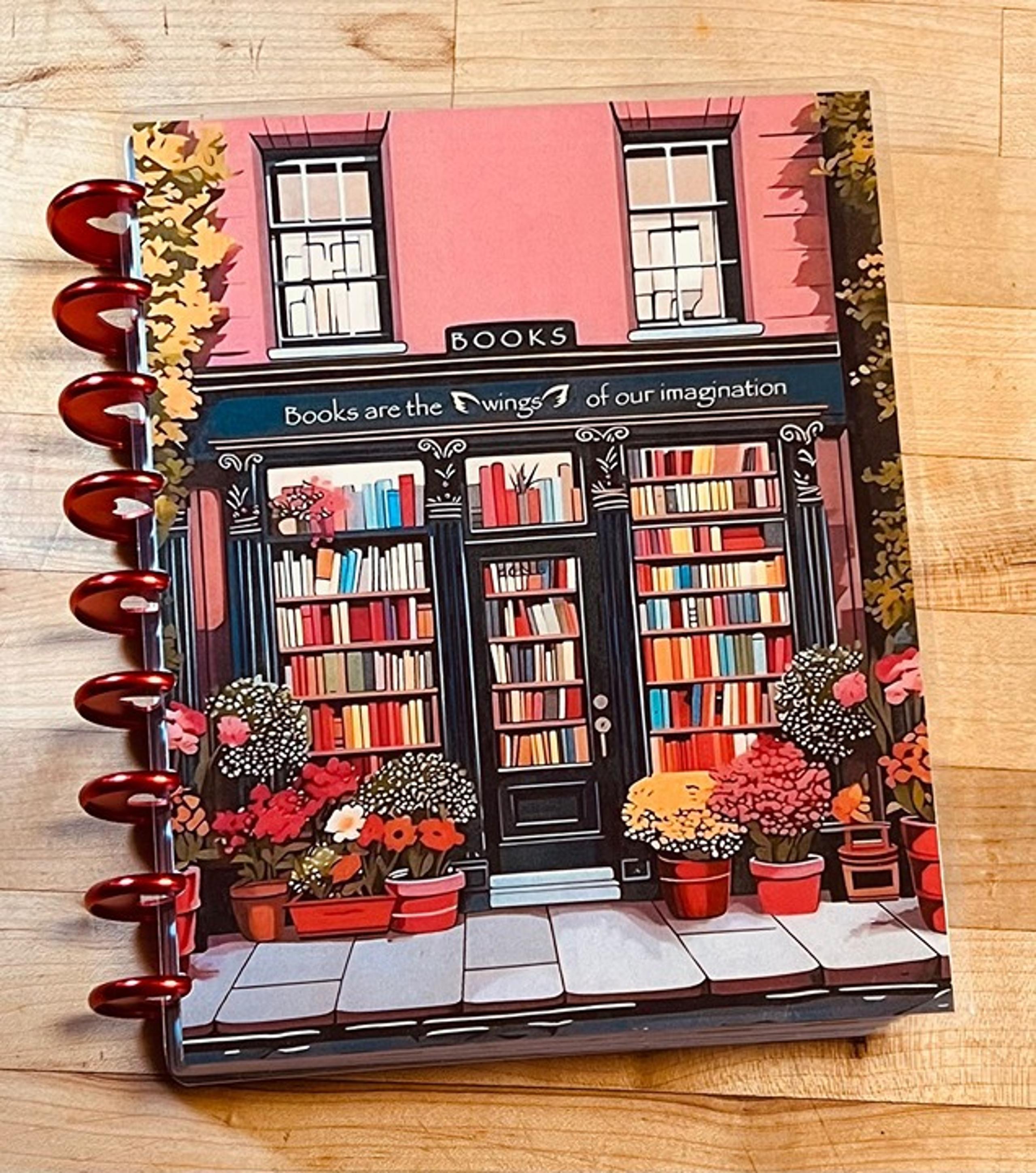 Cute Bookstore Front with Flowers Laminated Cover Set for Classic Happy Planner