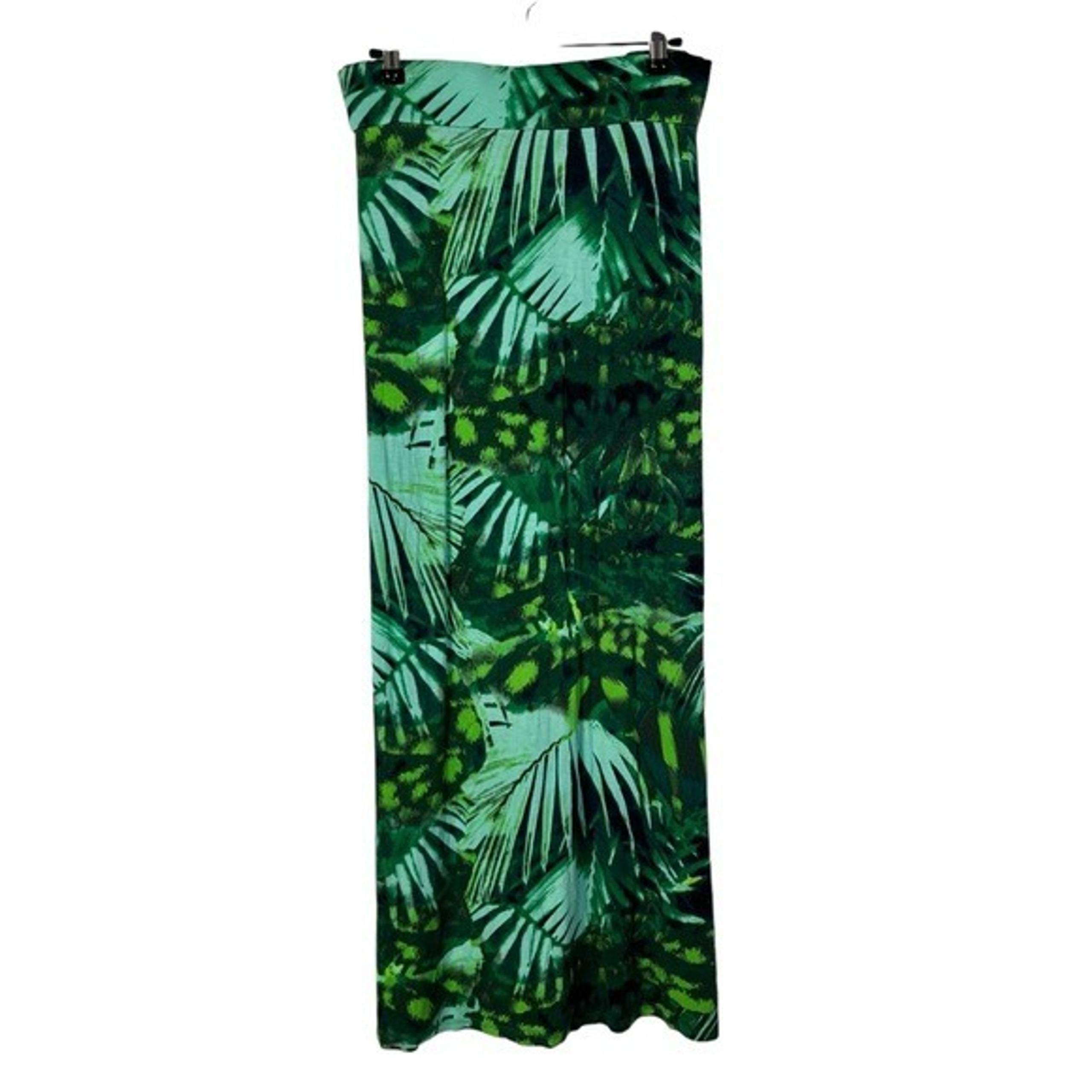 A.N.A Green Tropical Floral Jersey Stretch Maxi Skirt 1X