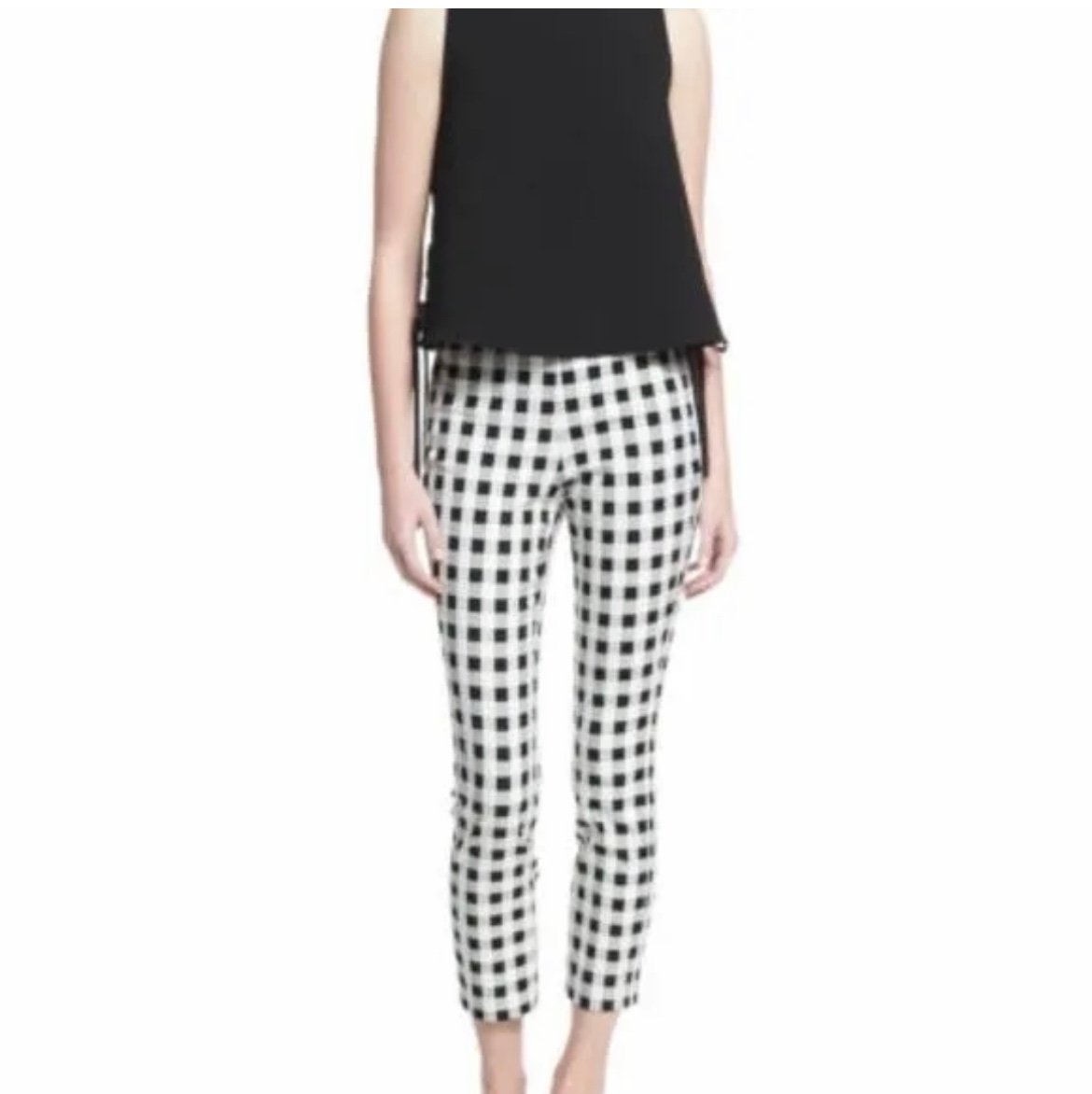 RAG AND BONE Simone High Rise Black and White Buffalo Checkered Size 12
