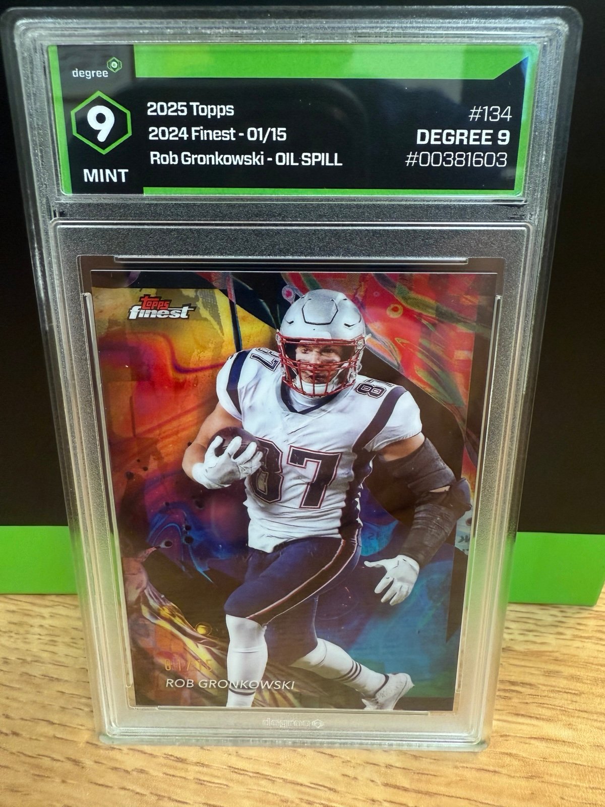 2024 Topps Finest Gronkowski Oil Spill /15 Graded 9