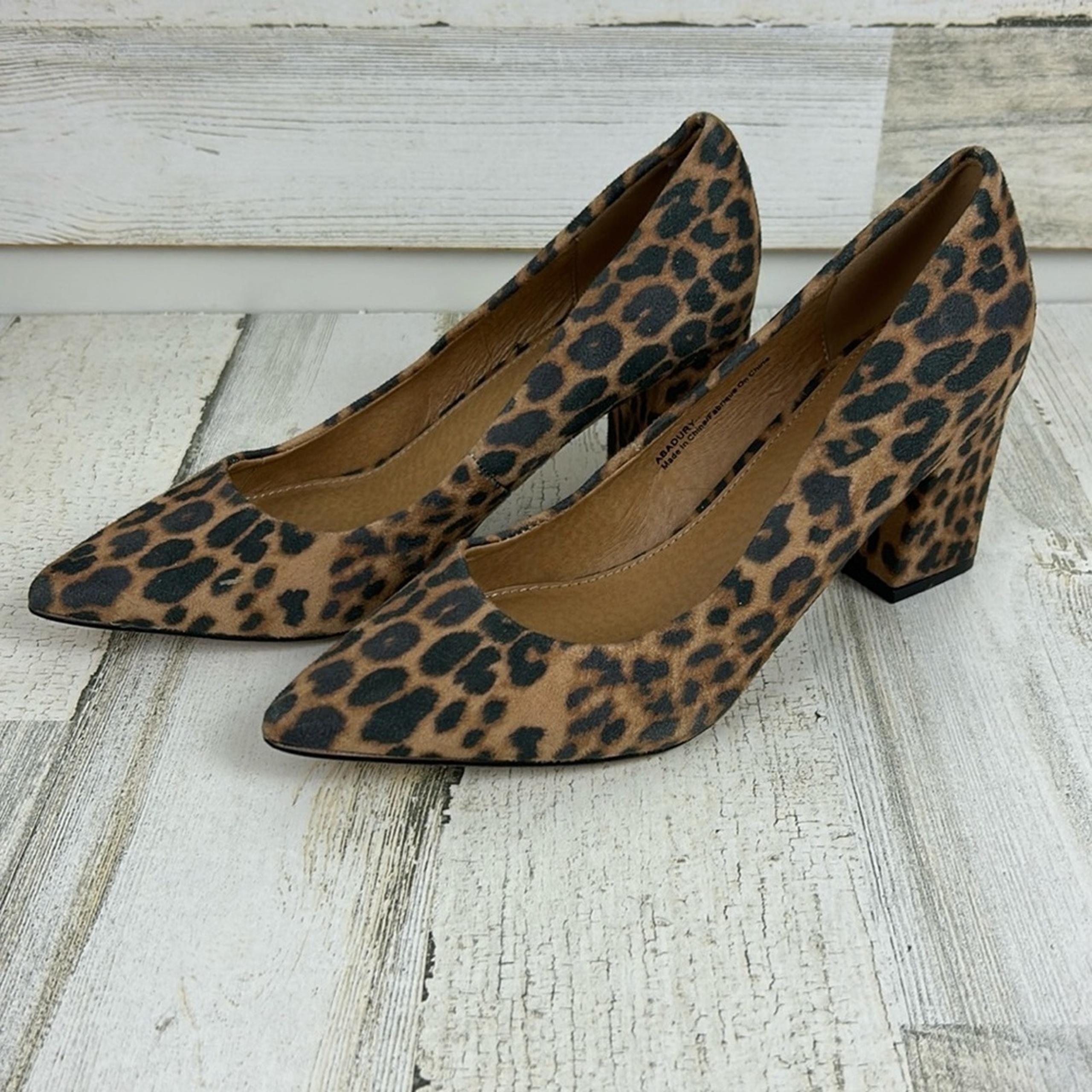 Abound womens 6 cheetah print faux leather pump block heels new