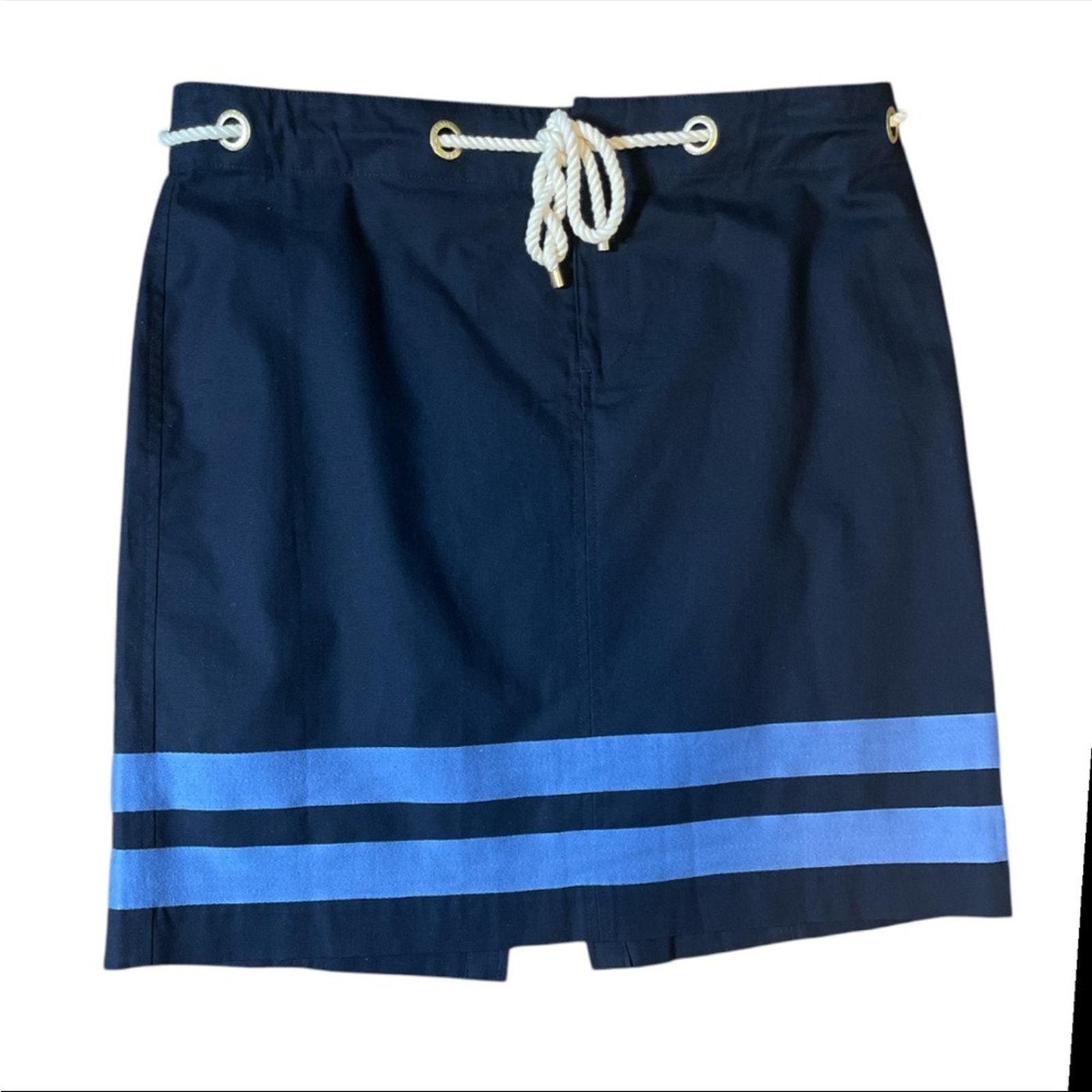 Nautica Blue Stripes Rope Detail belt Nautical casual skirt women’s size 16