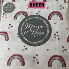 Maeve & Rose Microfiber Rainbows and Hearts Queen Size Sheet Set