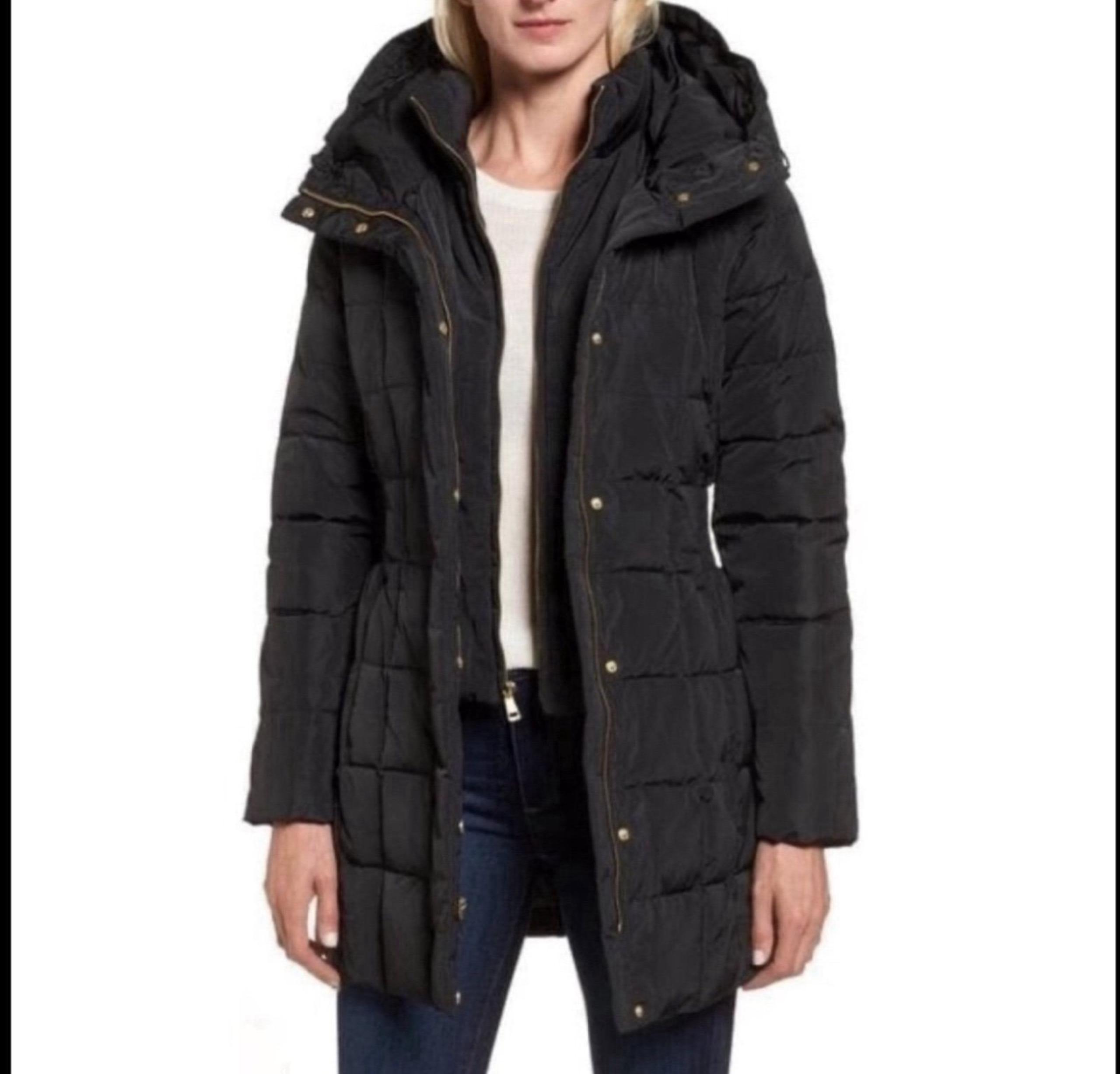 NWT Cole Haan Size XL Down/Feathers Quilted Puffer Lined Knee Length Coat