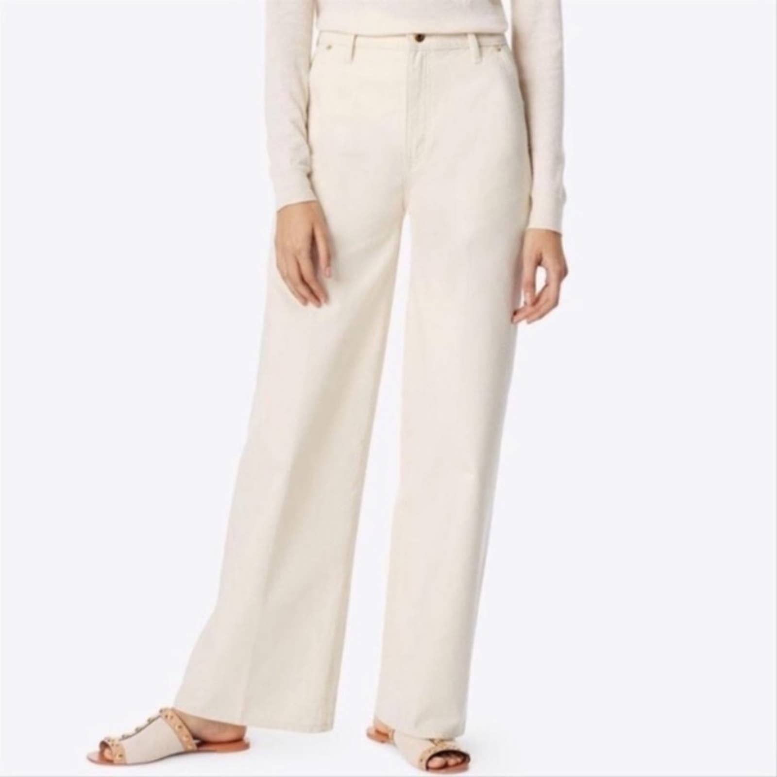 NWT TORY BURCH Caroline Wide Jean in Rinse Wash
