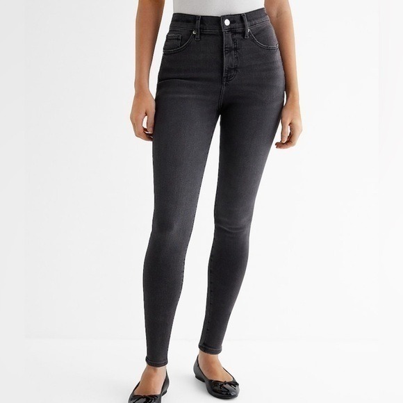 Express High Waisted Black Skinny Jeans Ultra Hyper Stretch XL (18-22)