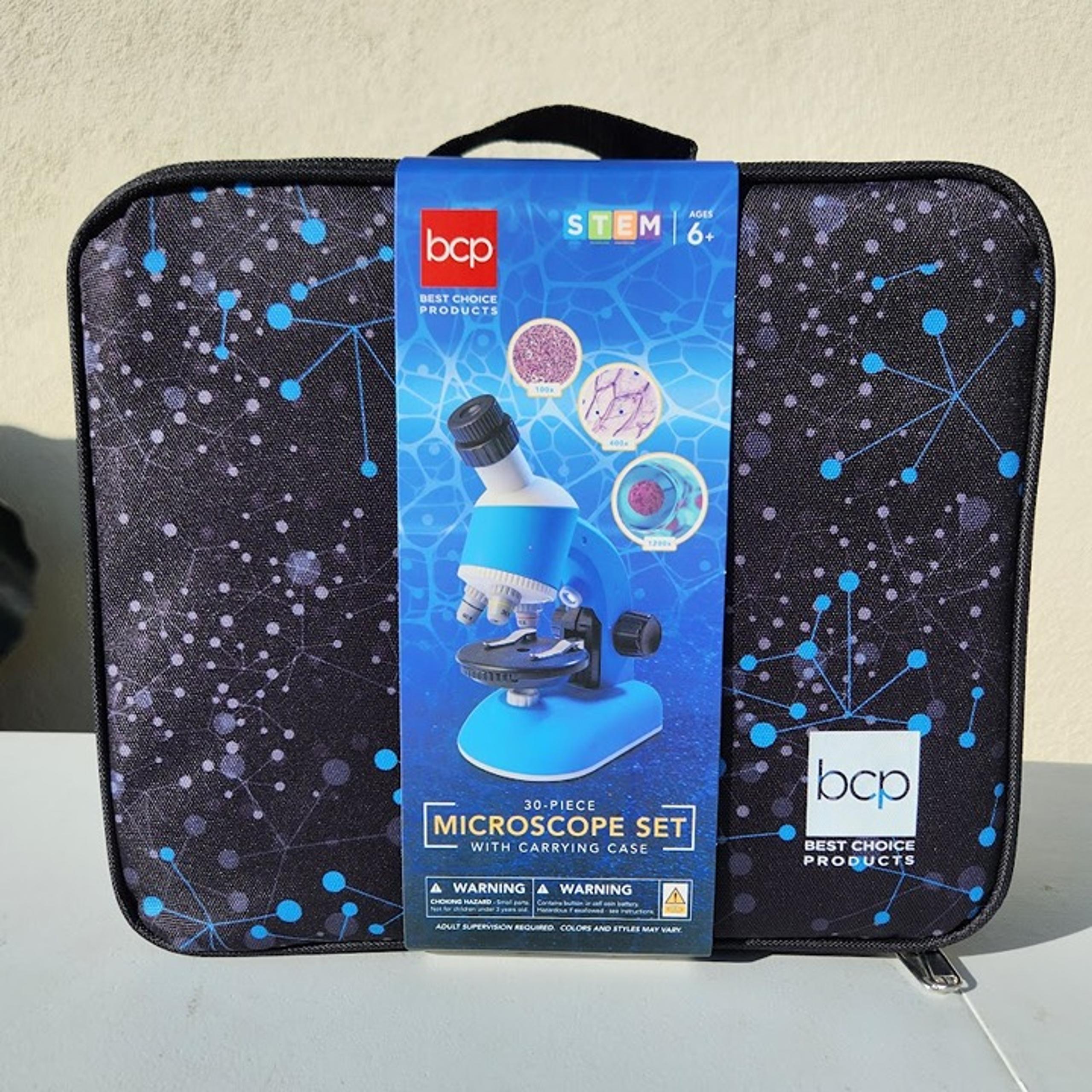 New Kids 30-Piece Microscope STEM Set w/ Carrying Case Up To 1200x Zoom Makes a