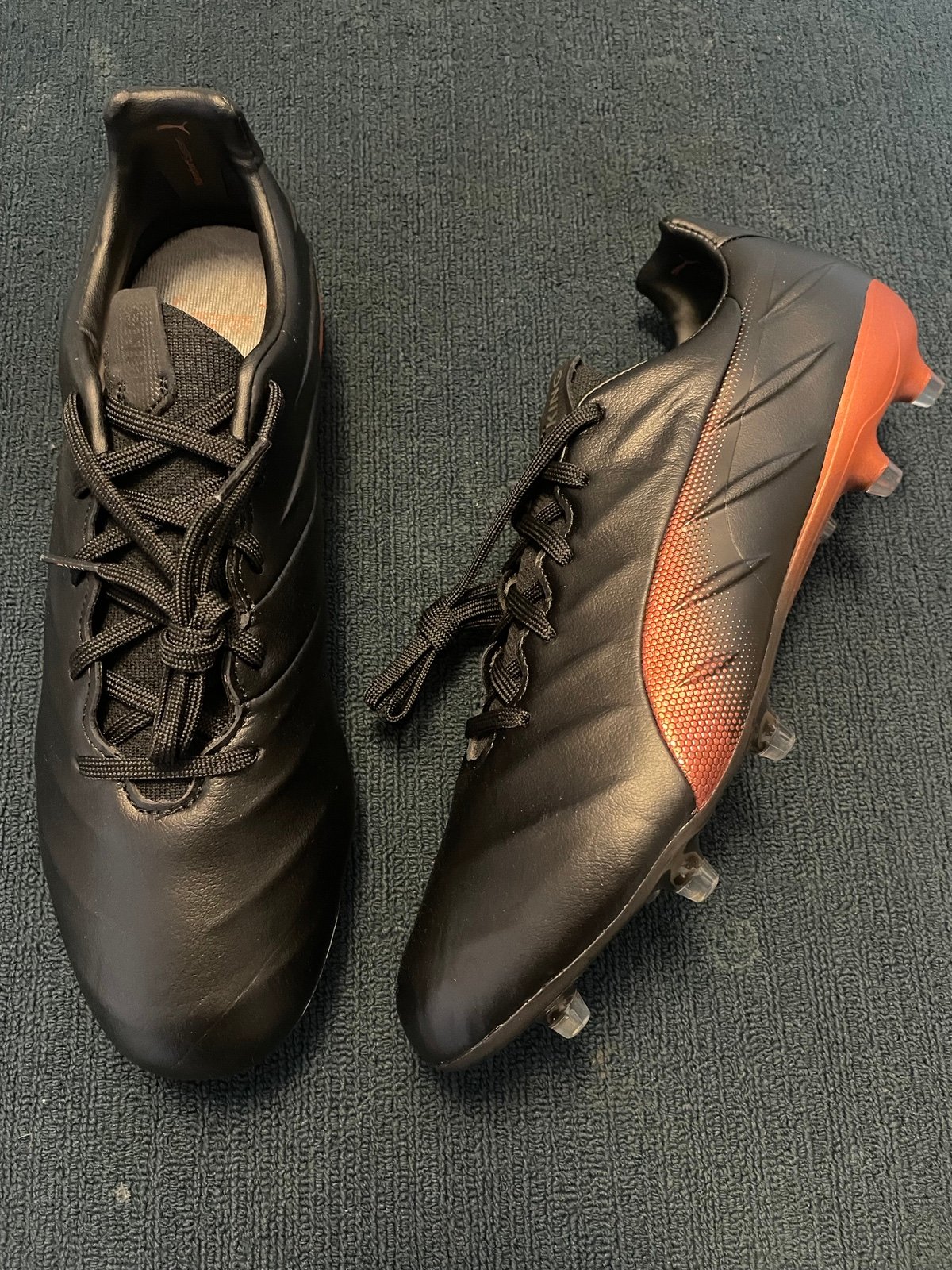 PUMA King Platinum 21 FG/AG Black/Neon Citrus Soccer Cleats Size 11.5
