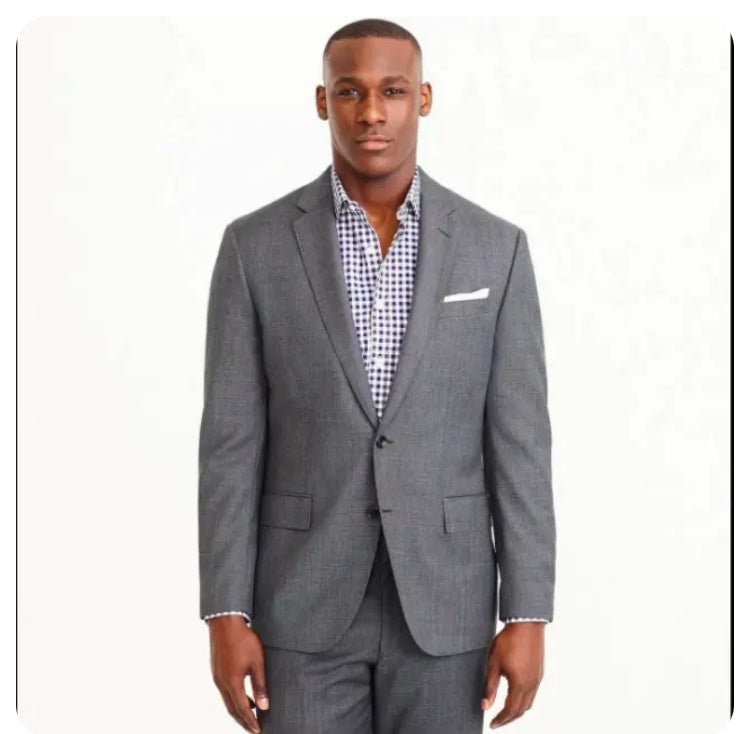 J.Crew 498 Crosby Suit Jacket Double Vent Worsted Wool 42R Charcoal B2041 NWT