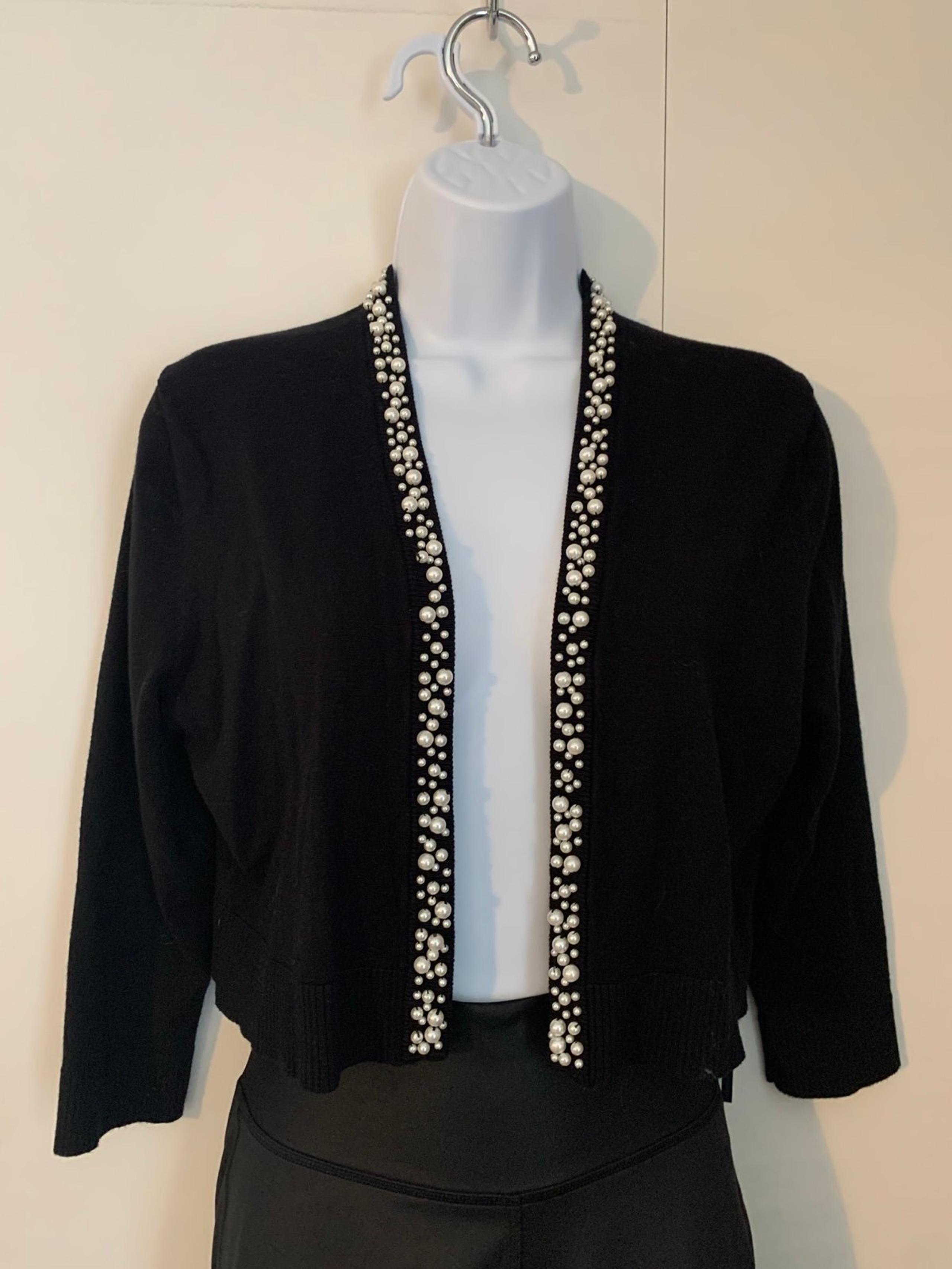 Calvin Klein women’s black shrug with pearl beads size Medium