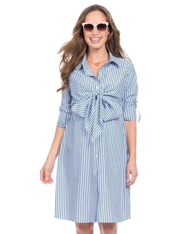 Seraphine Cotton & Lyocell Maternity & Nursing Shirt Dress