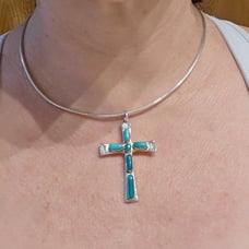 Silpada snake chain 925 with Zuni vintage signed W. iule Turquoise Cross