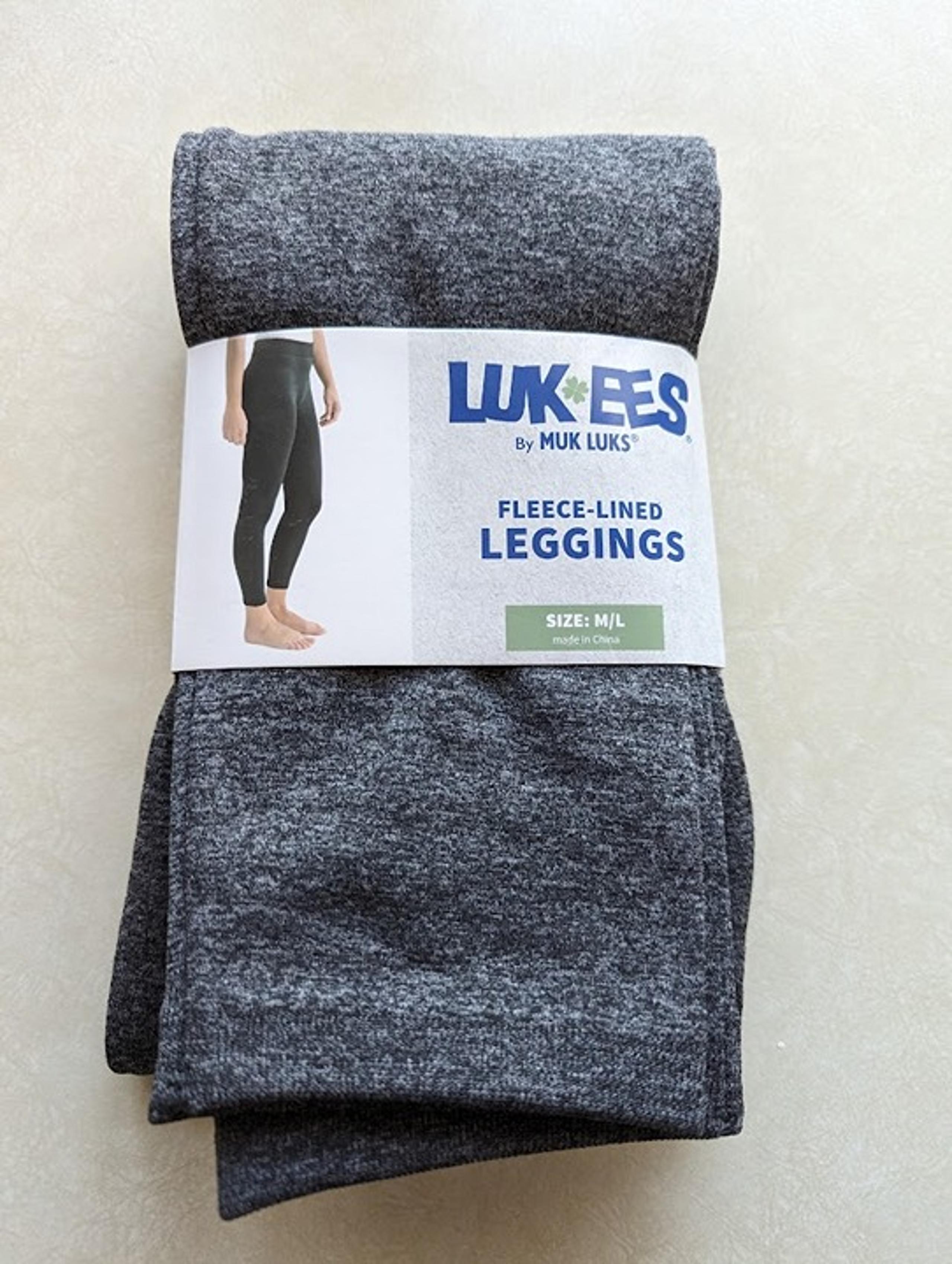 New LUK-EES by Muk Luks Womens Fleece-Lined Leggings Grey Size M/L