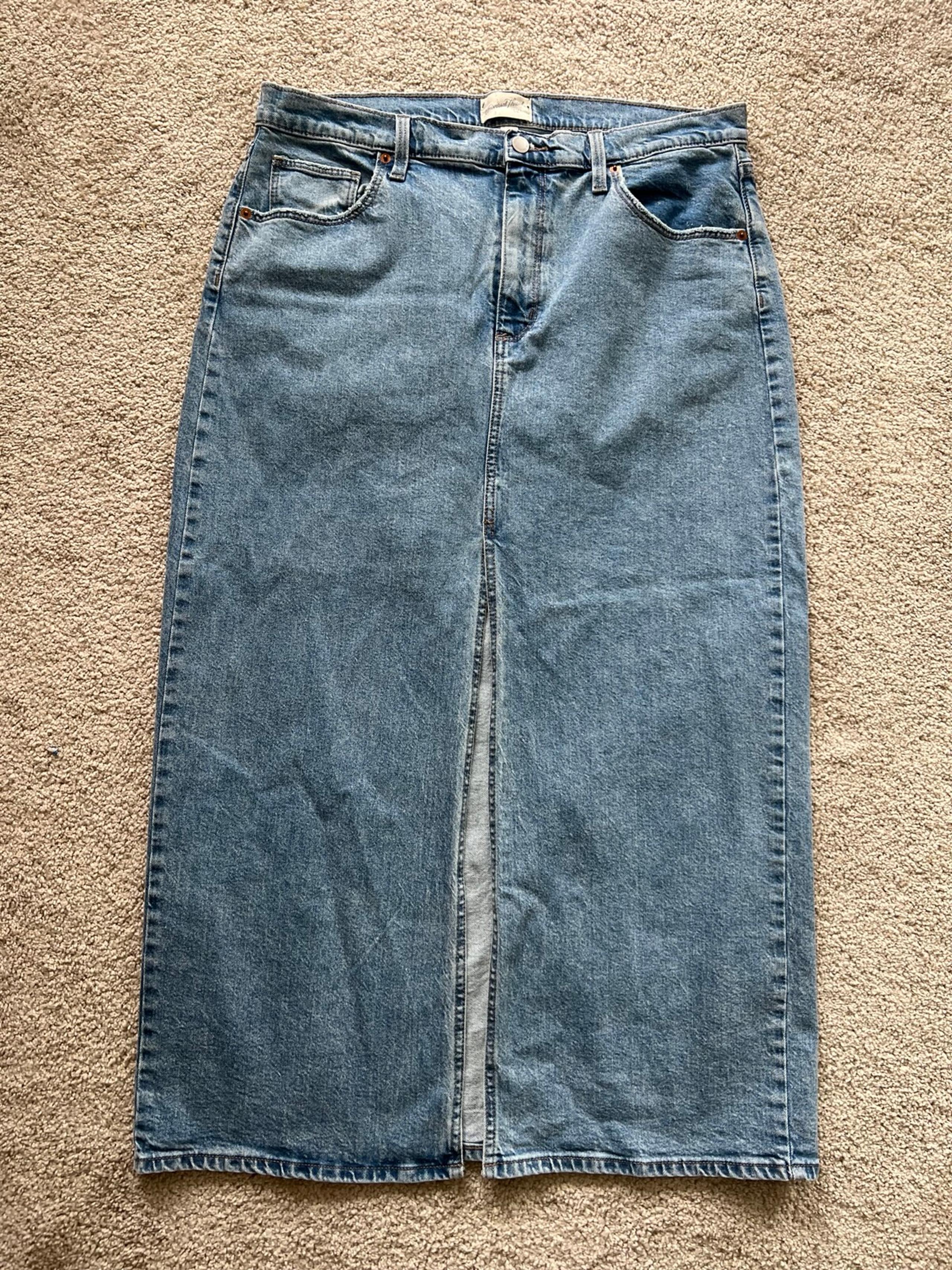 Jean Maxi Denim Skirt Light Blue Sz 14 Women Front Slit - Universal Thread
