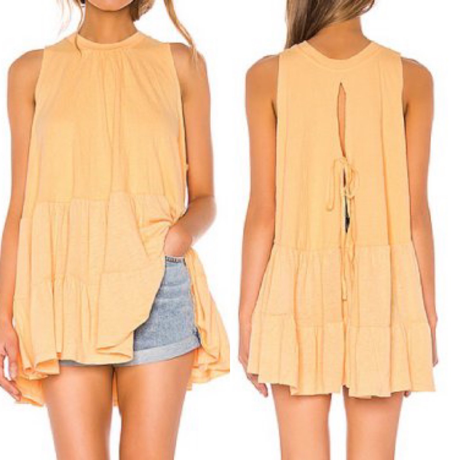 Free People Right On Time Tunic in Apricot. Size Small