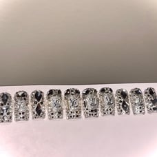 Bling crystals short square nails set