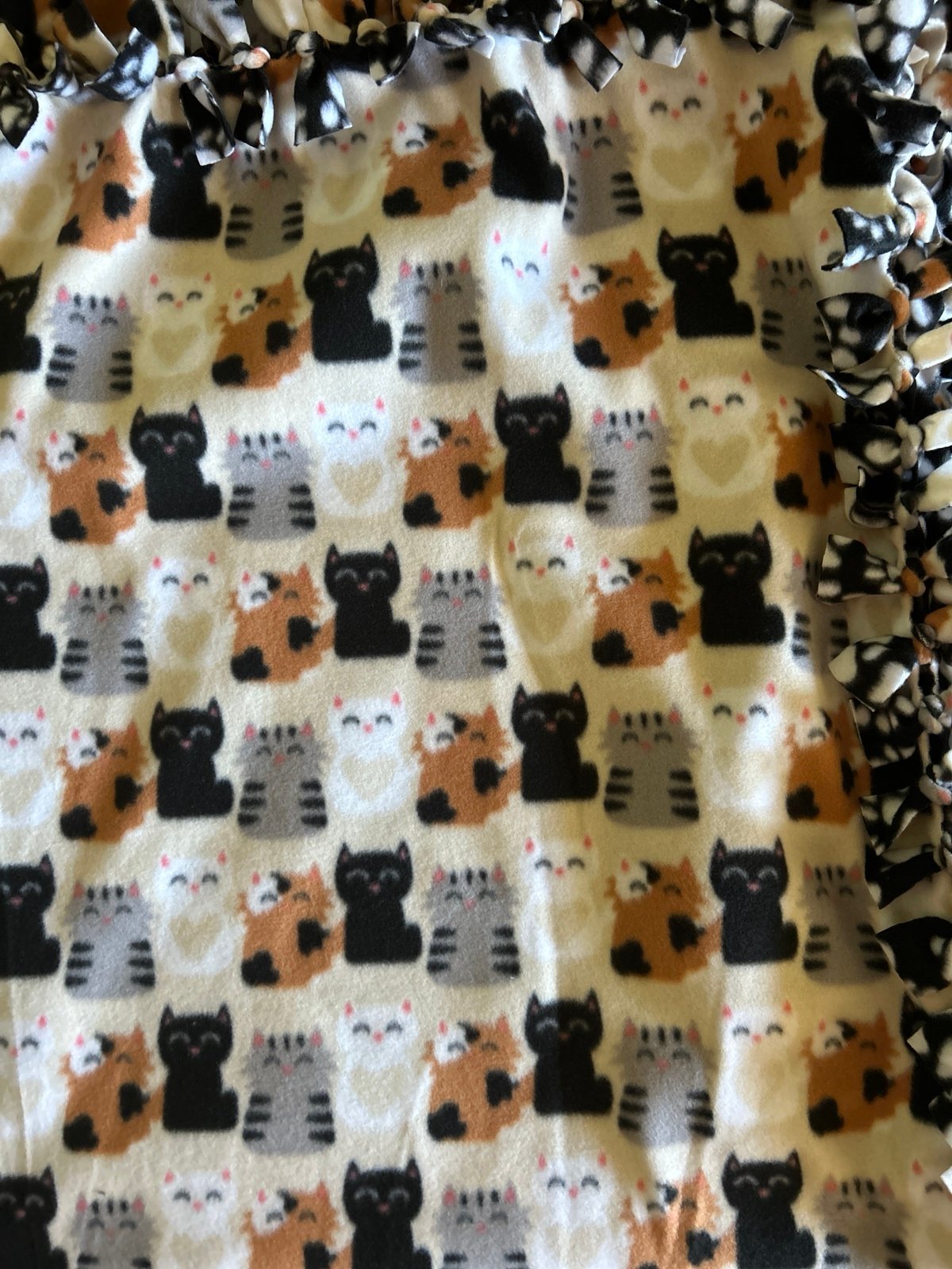 Cats w/paws. No sew blanket. 72 x 60, drapes a queen.