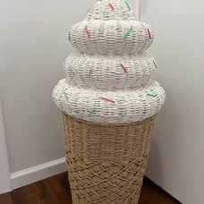 NWT XL wicker ice cream cone laundry toy basket Homegoods Marshall’s TJ Maxx