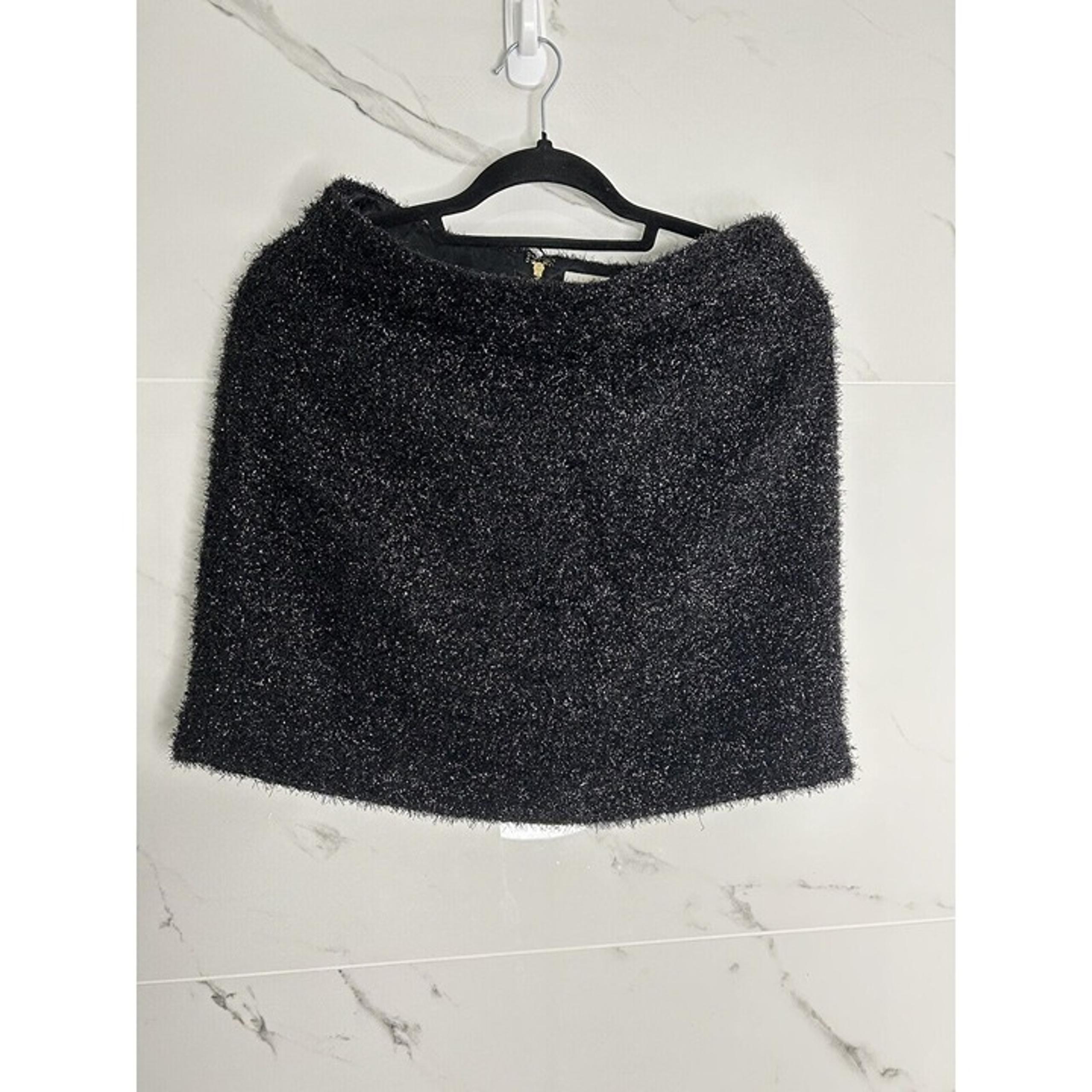 KATE SPADE NEW YORK Womens Pencil Mini Skirt Sz 10 Tinsel Black Metallic Worn 1x