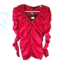 Nwt Marc New York Andrew Marc silk red long sleeve Blouse top M