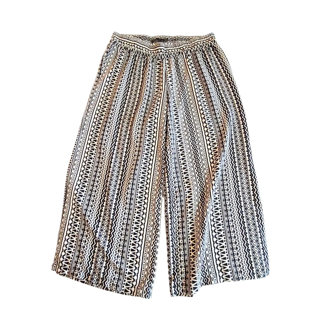 prAna Kiran Culotte Wide Leg Cropped Pant Geometric Tribal Inspired Boho Print M