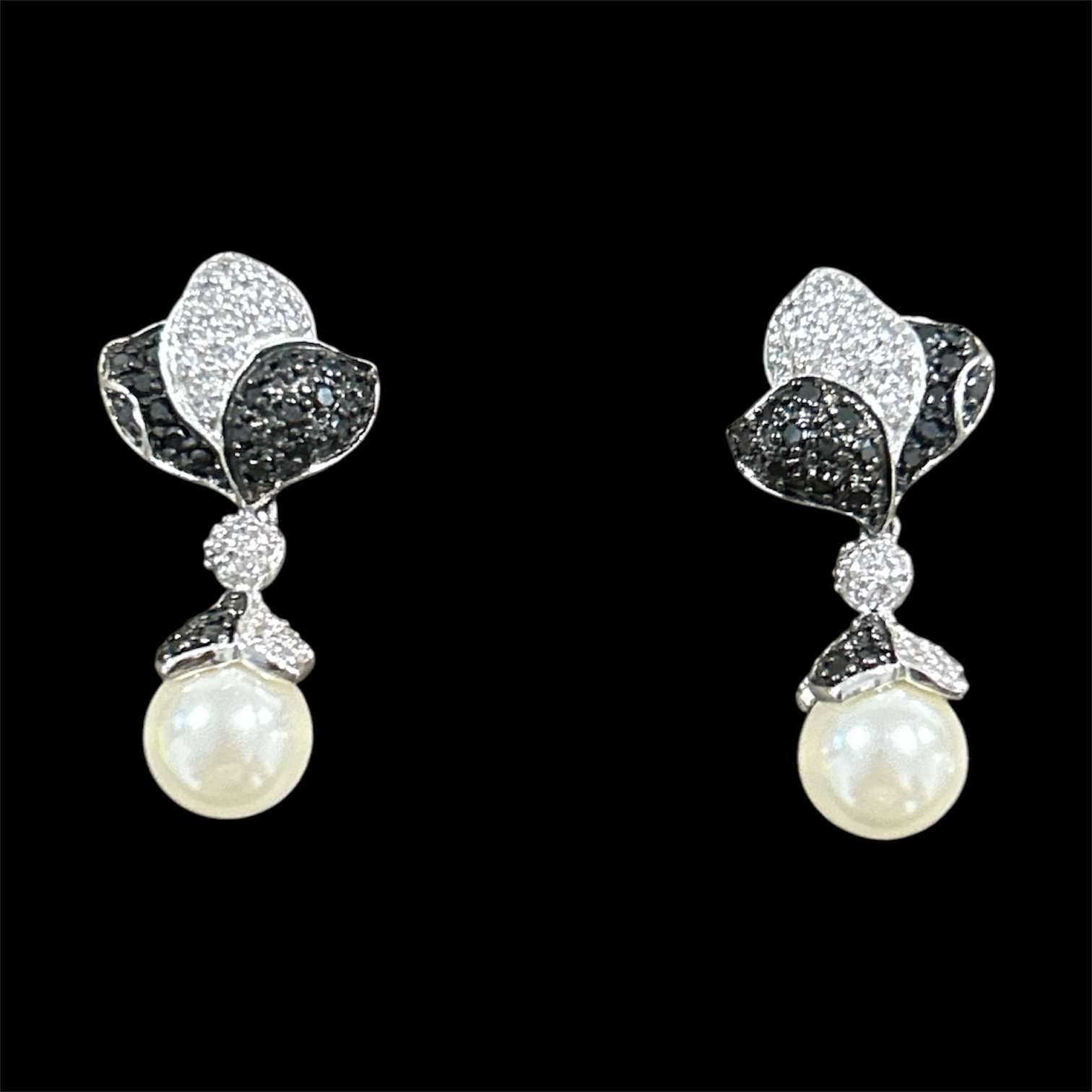 Vintage Nolan Miller Simulated Pearl Drop Pierced Earrings Glamour Collection