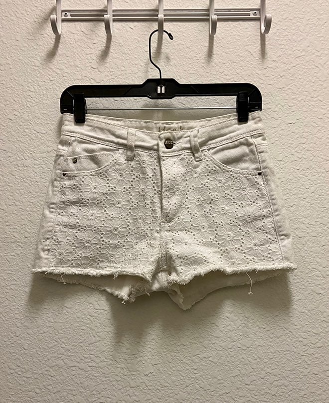LIKE NEW White Shorts with Floral Lace - High Waisted