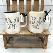 Rae Dunn Friends TV Show Coffee Mugs Set of 2 New