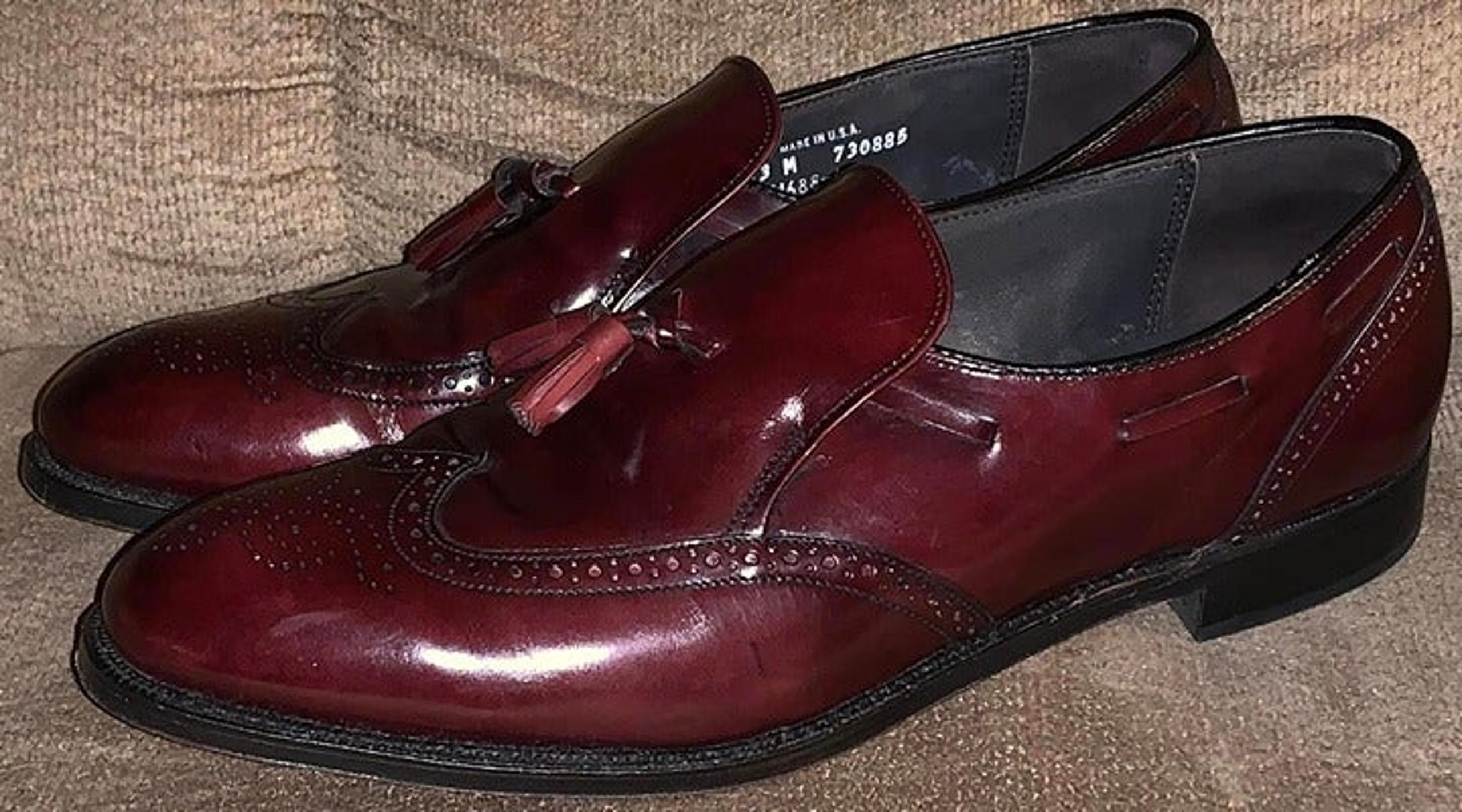 DEXTER Mens Burgundy Genuine Leather Tassel Loafers Slip On Shoes size 13 Medium