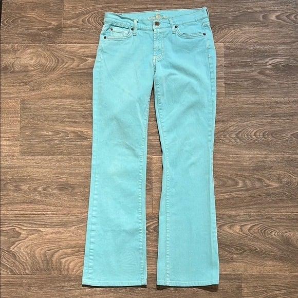 Vintage Y2K 7 For All Mankind Flare Light Blue Denim Jeans Made in USA Size 27