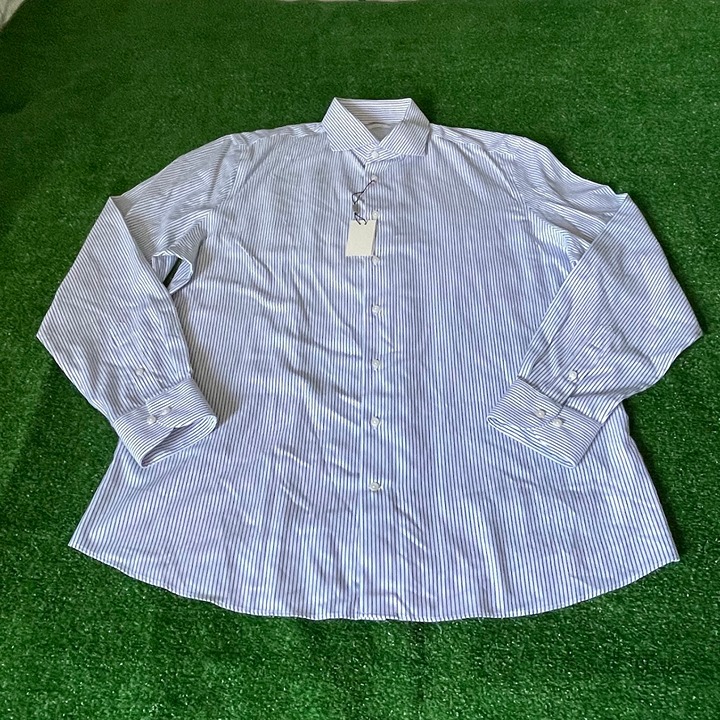 Suitsupply Traveller Slim Fit Navy striped Royal Oxford Style Shirt Size 18R NEW