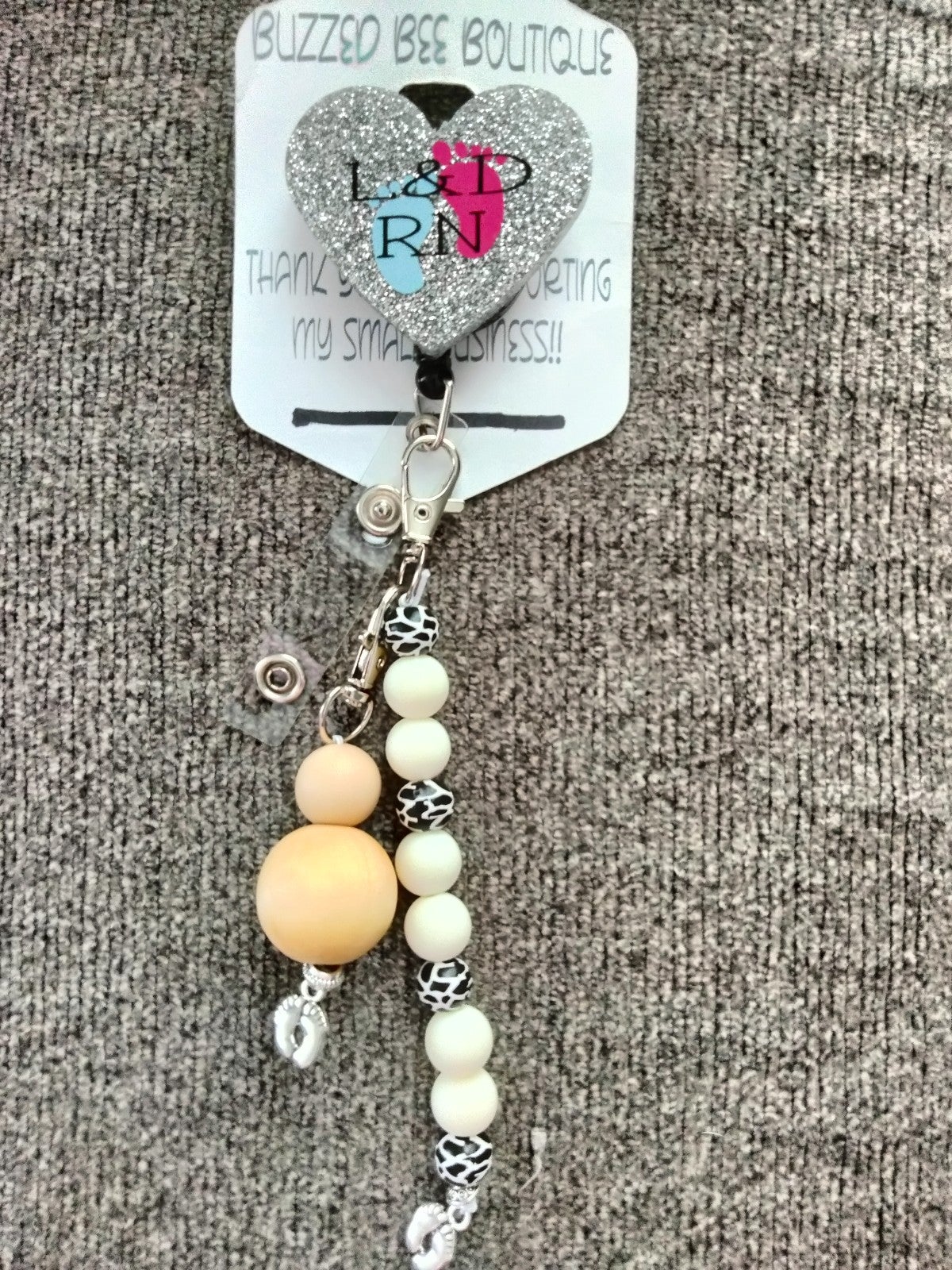 LD Nurse Retractable Name Badge Reel Dilation Beads Lactation Belly Beads Set
