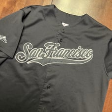 VTG San Francisco Giants Jersey Mens L Black White Sewn USA 90s Majestic Read
