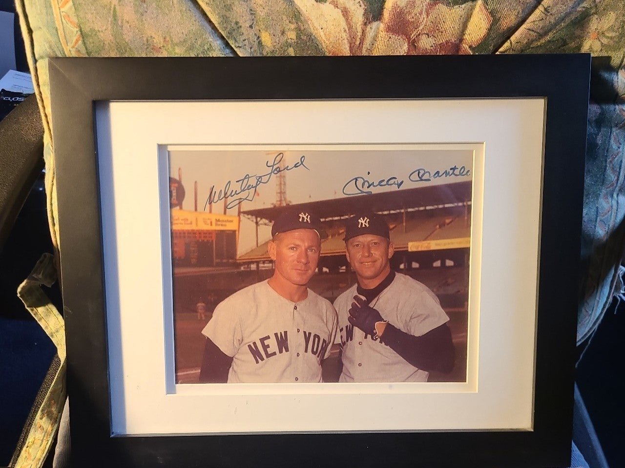Mickey Mantle Whitey Ford Autographed framed and matted 8x10. Jsa certified