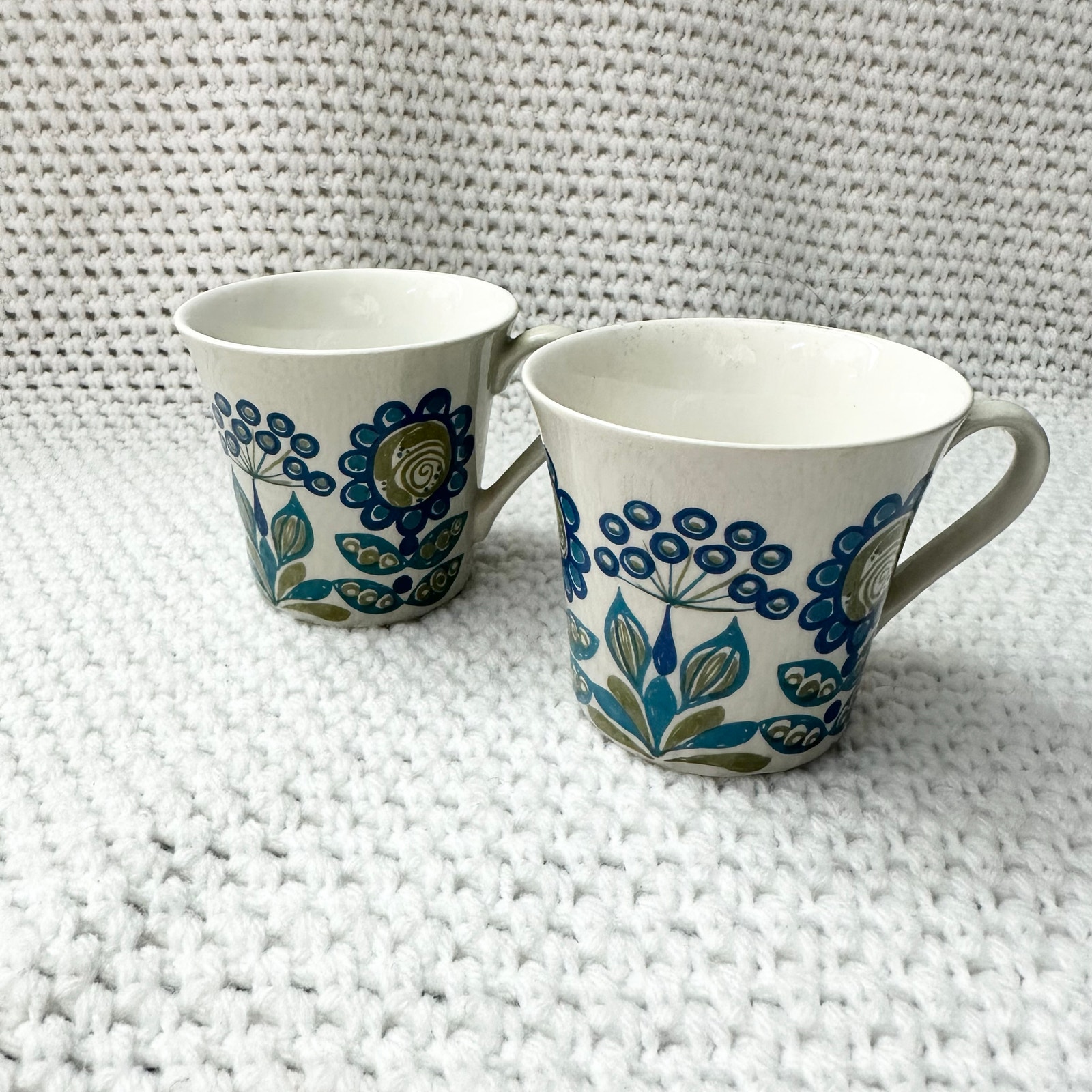 Vintage Figgjo Flint Turi Design Tor Viking Set 2 Blue Floral Tea Espresso Cups