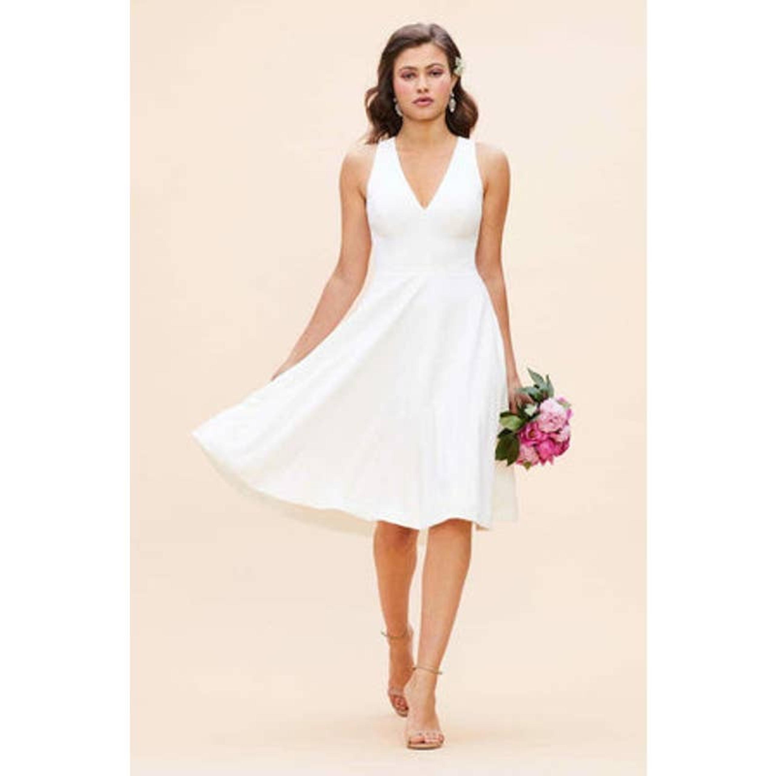 DRESS THE POPULATION Women's Off White Catalina Fit And Flare Cocktail Dress S