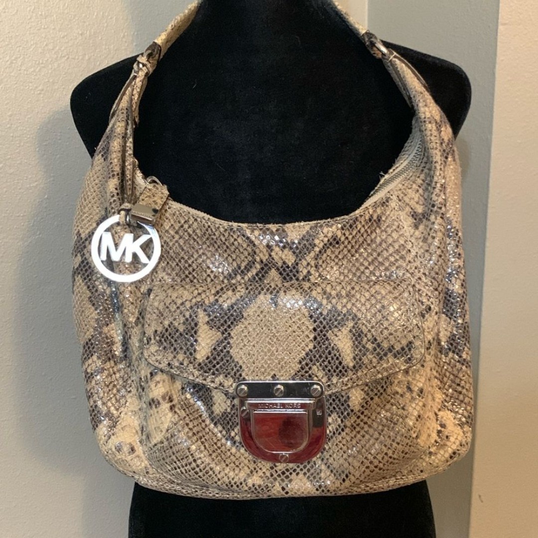 Michael Kors snakeskin shoulder bag purse gorgeous soft & supple w sheen