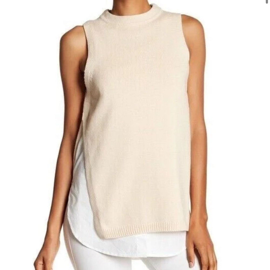 Brochu Walker White Cream Beige Marian Layered Vest Shirtail XS