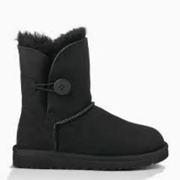 UGG Girl's Black Classic Bailey Button 5991 Suede Ankle Winter Snow Boots Size 3