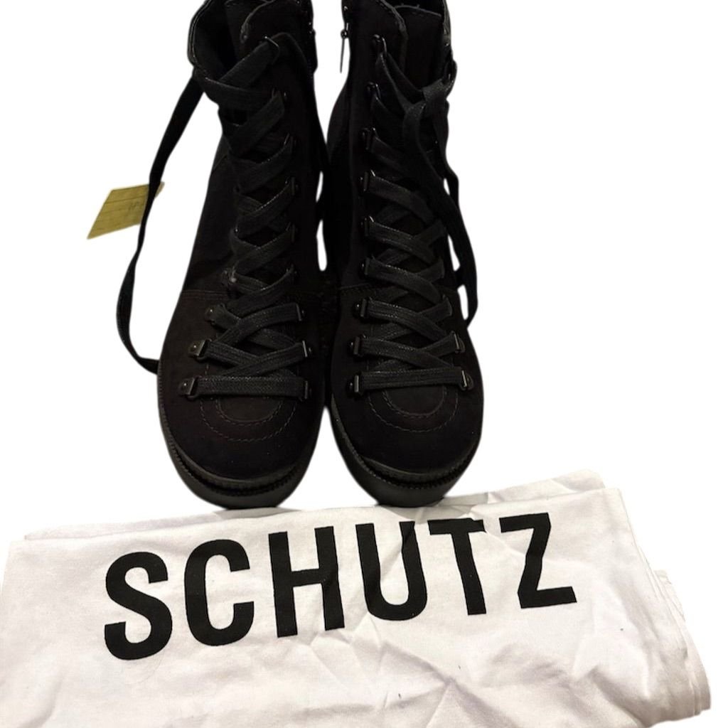 Schutz Women's Xayane Suede Combat Boots Black Size 7 Casual Fall
