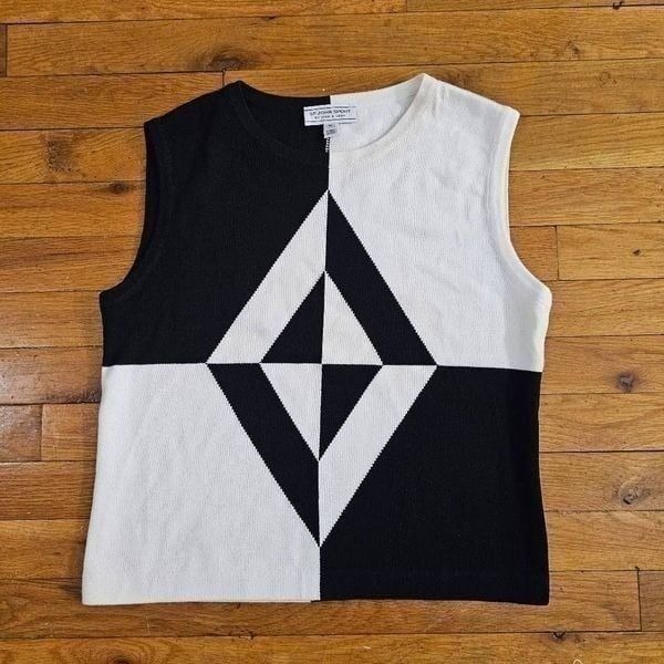 ST. JOHN By Marie Gray Top Size M Sleeveless Knit Colorblock Tank Top