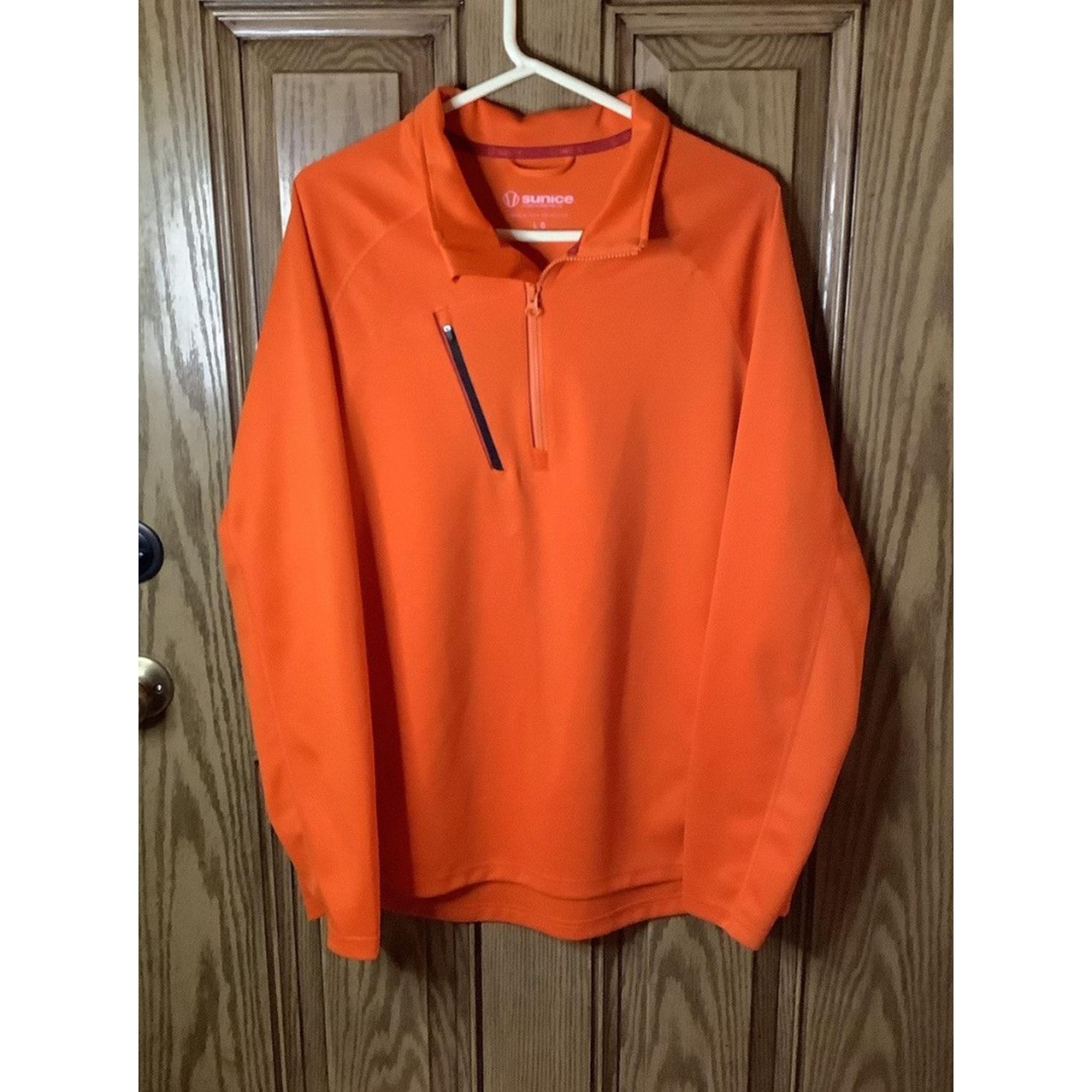 Sunice 1/4 Zip Pullover Long Sleeve Performance Golf Orange Mens Size Large