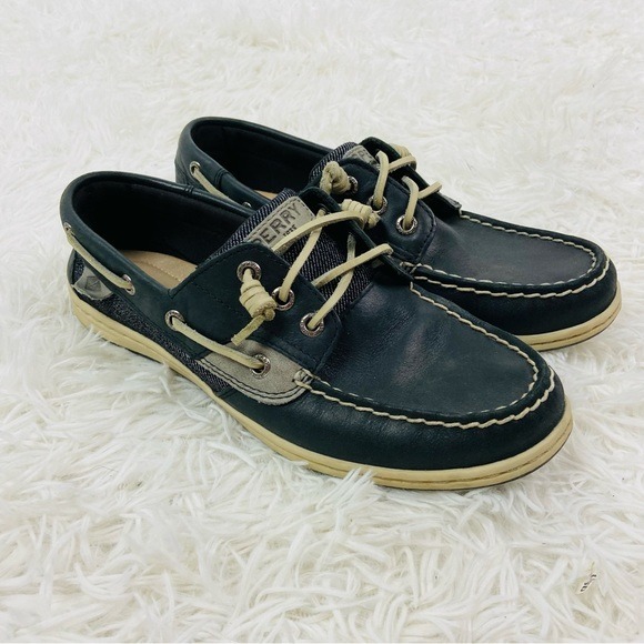 SPERRY dark gray leather boat shoes size 7.5