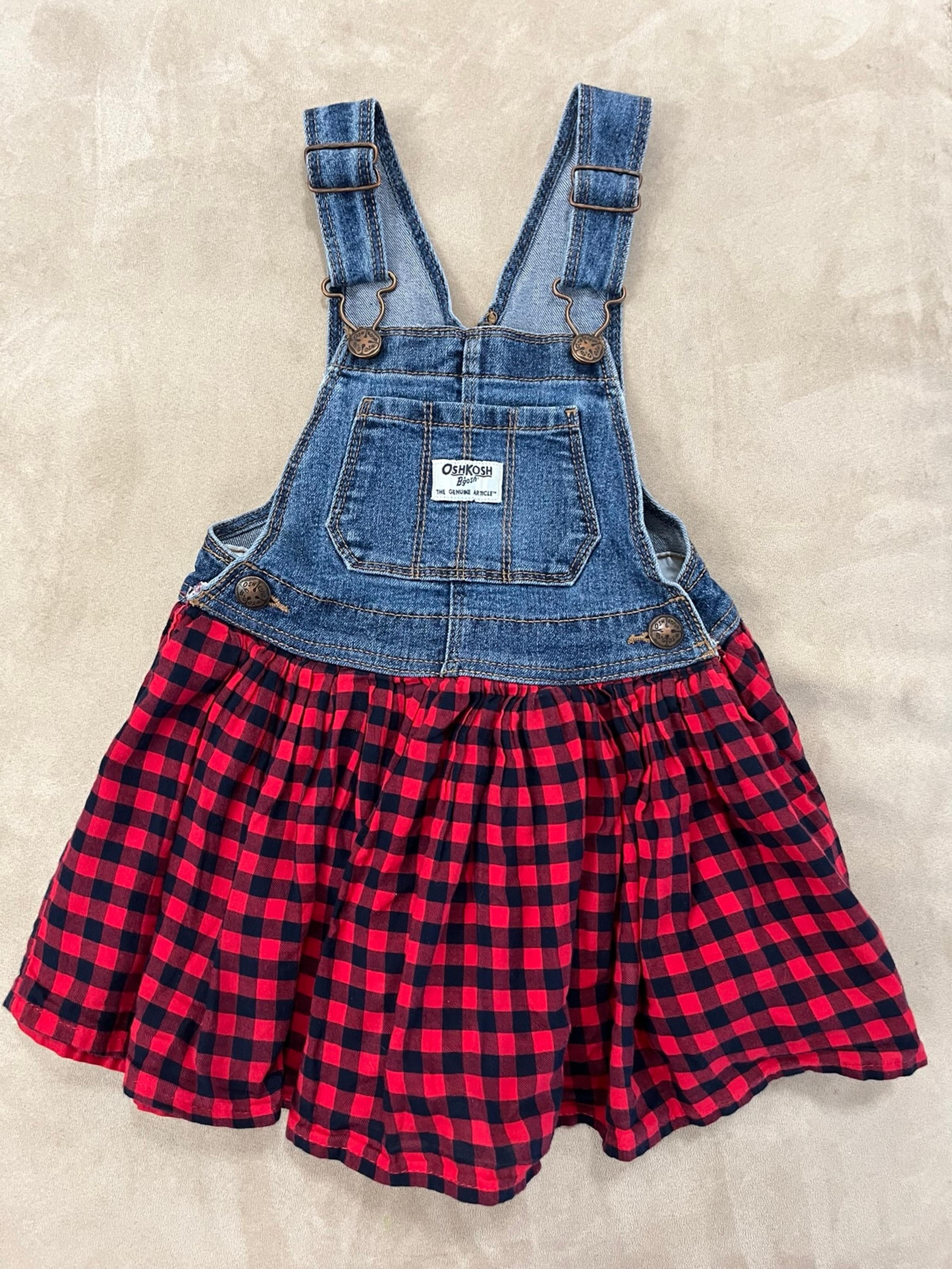OshKosh B’Gosh Plaid Skirt Overall 3T