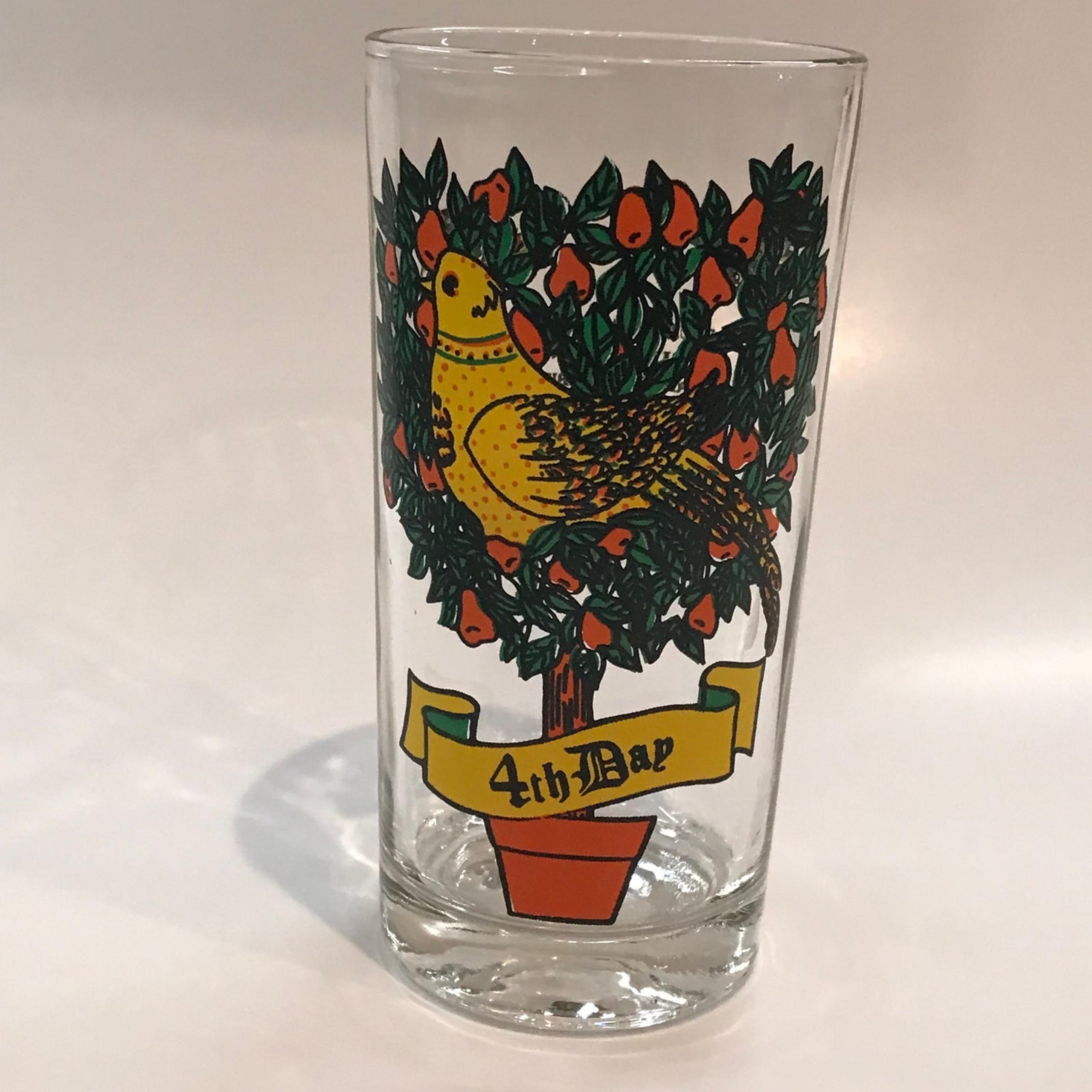 Vintage 1980s Anchor Hocking 12 Days of Christmas glass tumbler