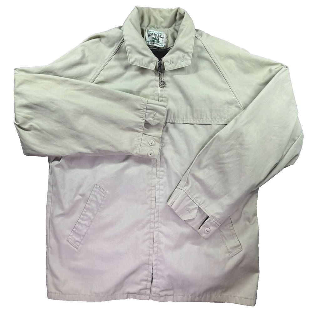 Vintage Pacific Trail Jacket Mens 40 Beige LINED Bomber 90s Grunge Skate Hike