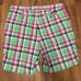 Footjoy FJ Mens Colorful Plaid Flat Front Golf Shorts Pink Green Size 38